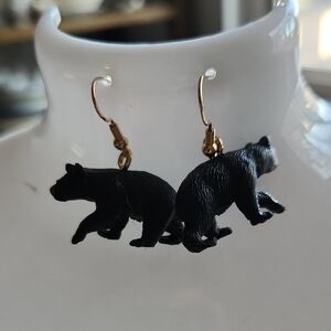 Black Bear Earrings Handmade From Animal Figurines From National Park Gorpcore